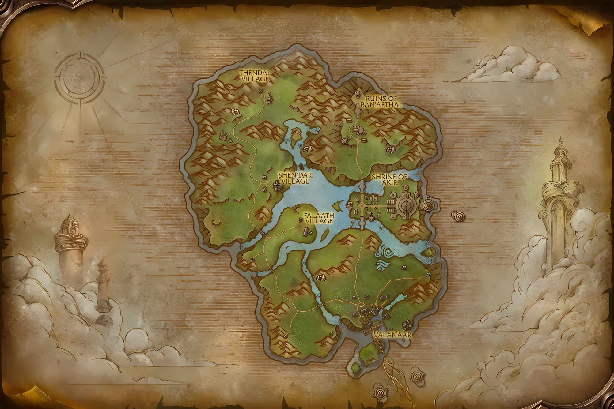 The Zephras Isle map, around Shen'dar Village